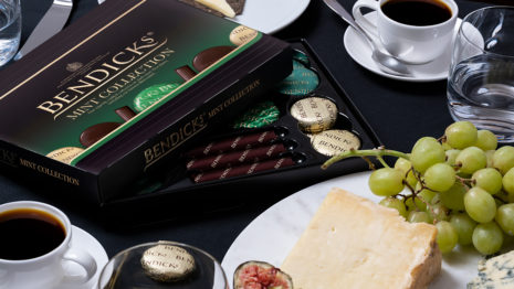 Bendicks Mint Collection on dinner table with cheeseboard